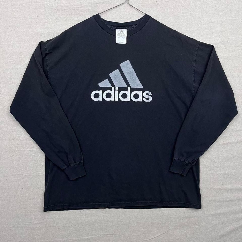 Vintage Y2K Adidas‎ Long Sleeve Black Tee Shirt